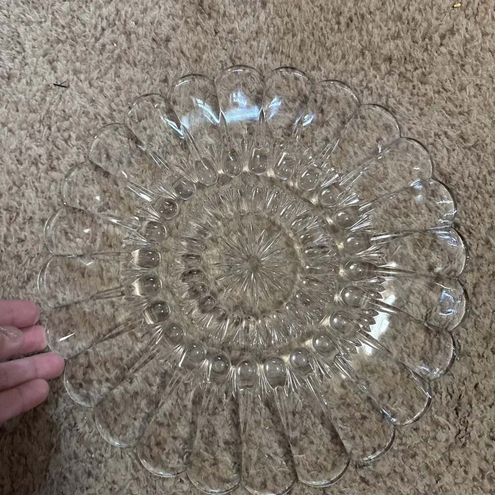 Vintage Mid Century Bubble Flower Sunflower Patterned Cake Plate